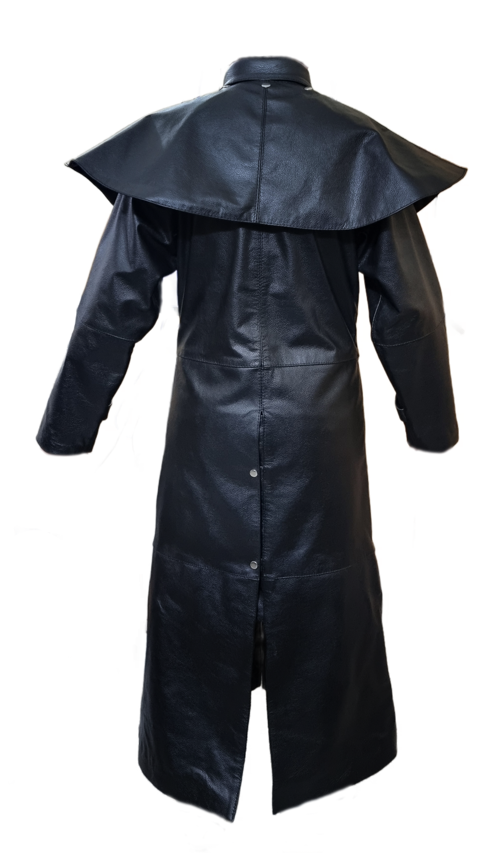 Men's Black Leather Riding Duster – Removable Cape, view 6