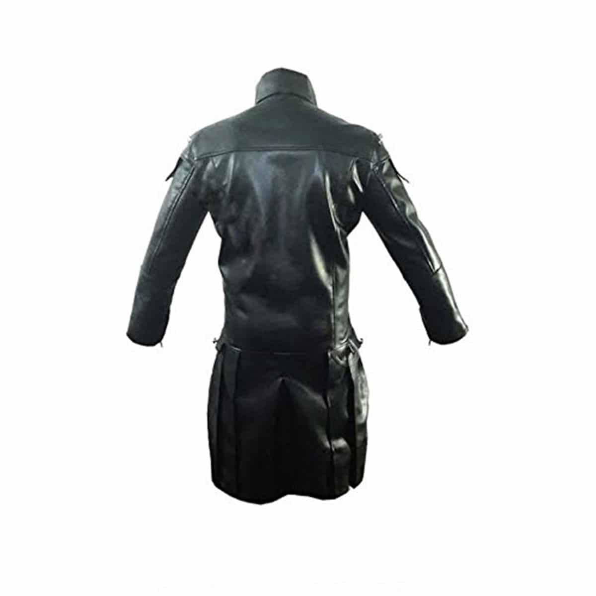 Men's Black Leather Zip Coat – Spiked Shoulders, view 3