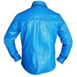 Men's Blue Leather Uniform Shirt – Long Sleeve, view 3