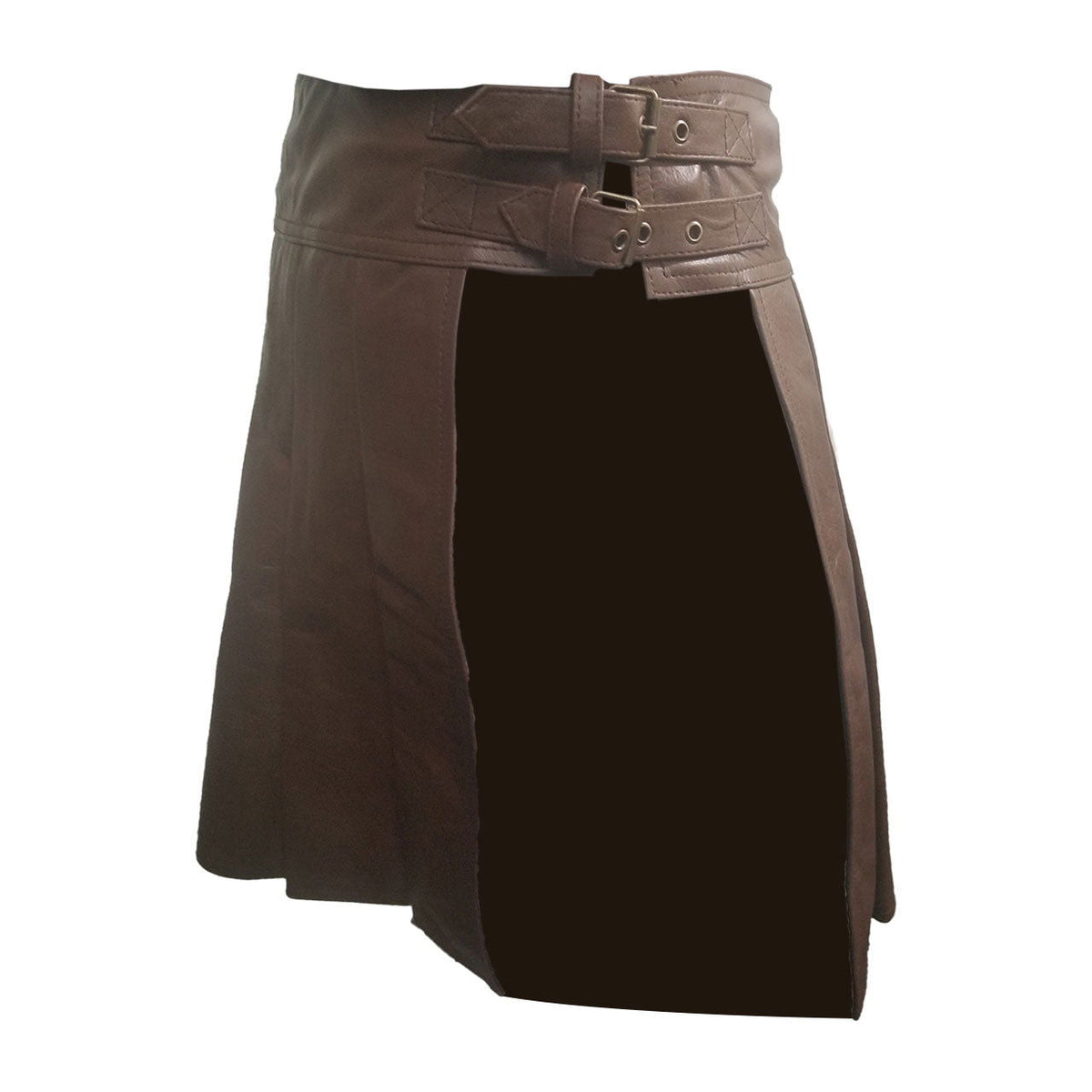 Men's Brown Leather Full-Pleat Gladiator Kilt, view 2