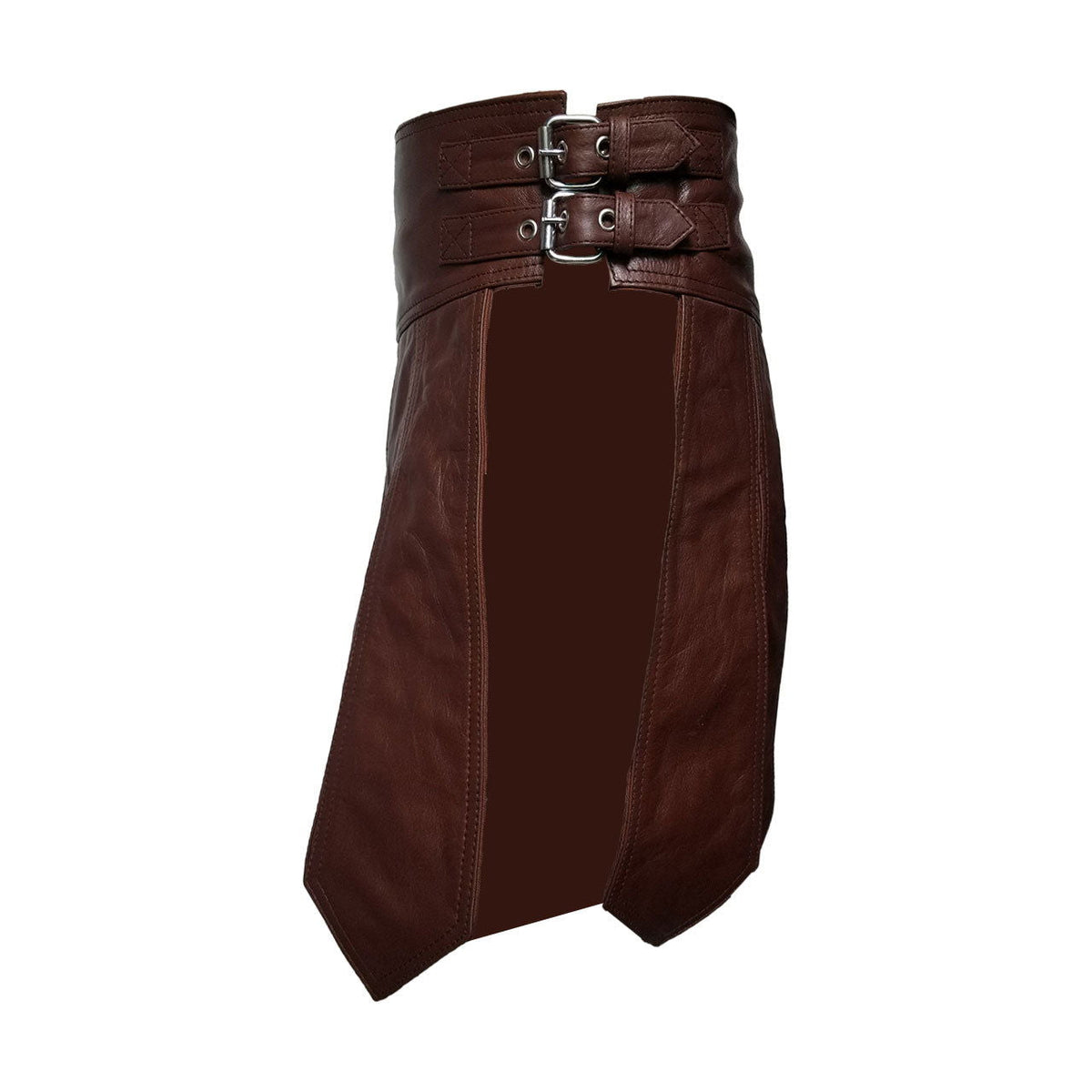 Men's Brown Leather Gladiator Kilt – Hand-Dyed Edges, view 4