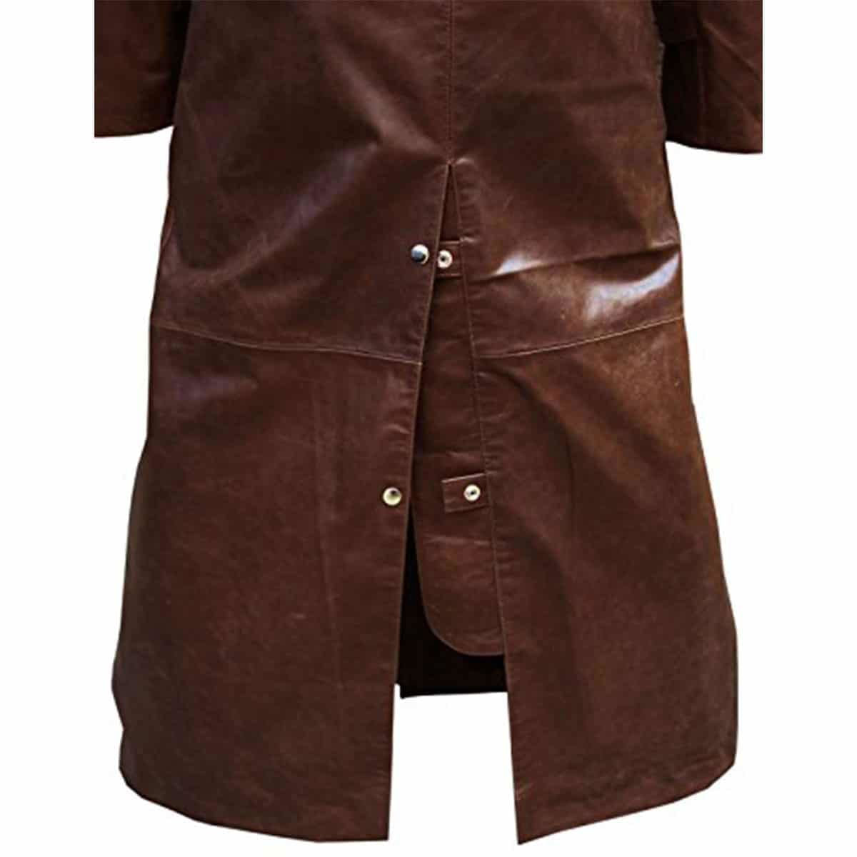 Men's Brown Leather Riding Duster – Removable Cape, view 4