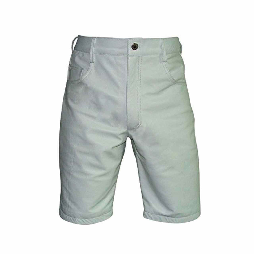 Men's Leather Bermuda Shorts – Black or White, view 2