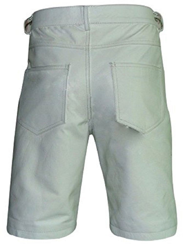 Men's Leather Bermuda Shorts – Black or White, view 3