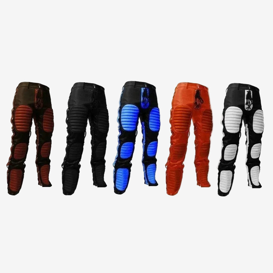 Men's Leather Lace-Fly Punk Trousers – D-Rings