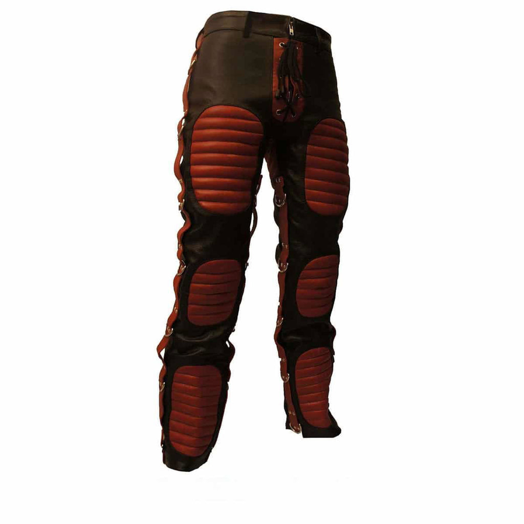 Men's Leather Lace-Fly Punk Trousers – D-Rings, view 11