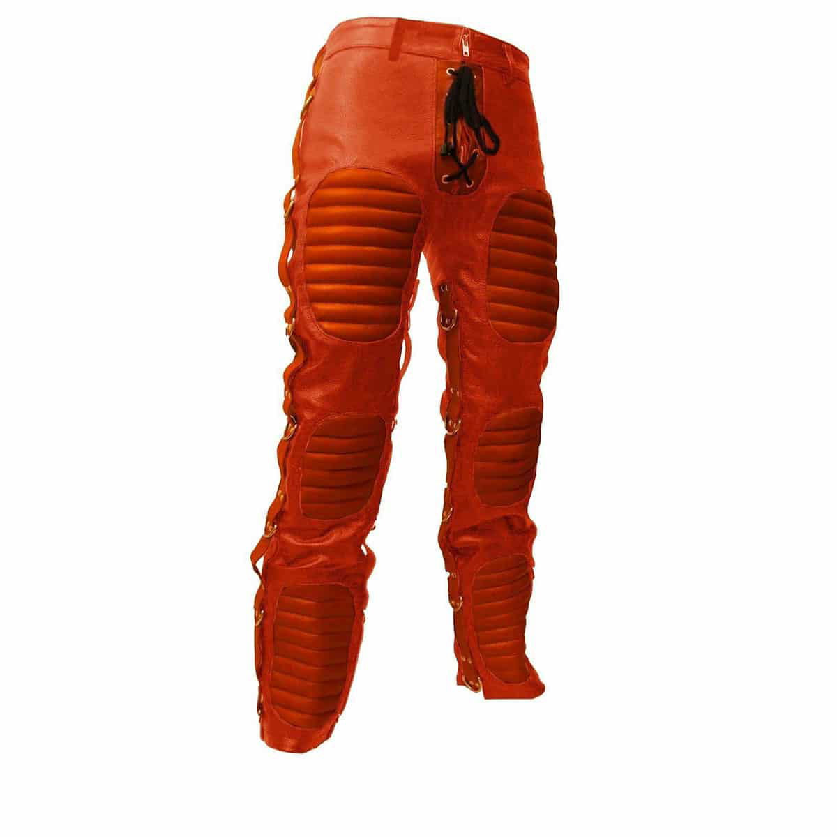 Men's Leather Lace-Fly Punk Trousers – D-Rings, view 12