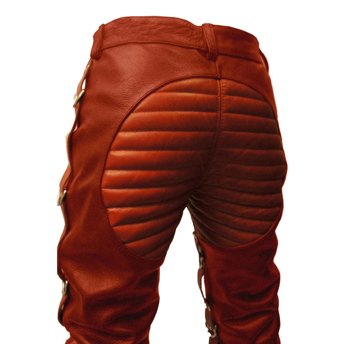 Men's Leather Lace-Fly Punk Trousers – D-Rings, view 7