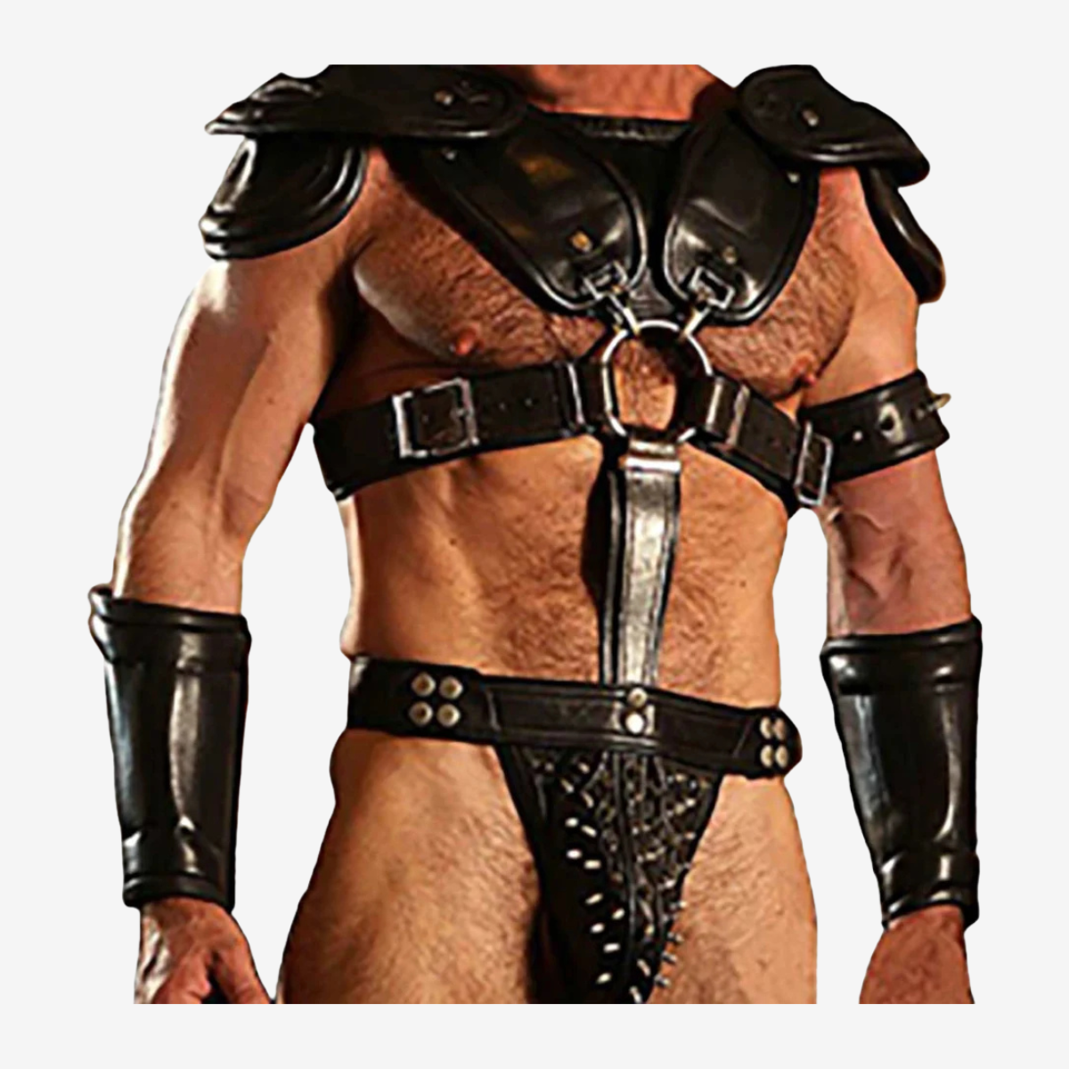 Men's Leather Roman Gladiator Set – Kilt, Harness & Gauntlets