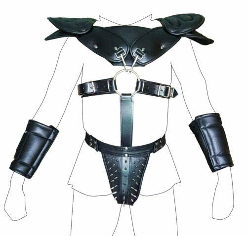 Men's Leather Roman Gladiator Set – Kilt, Harness & Gauntlets, view 2