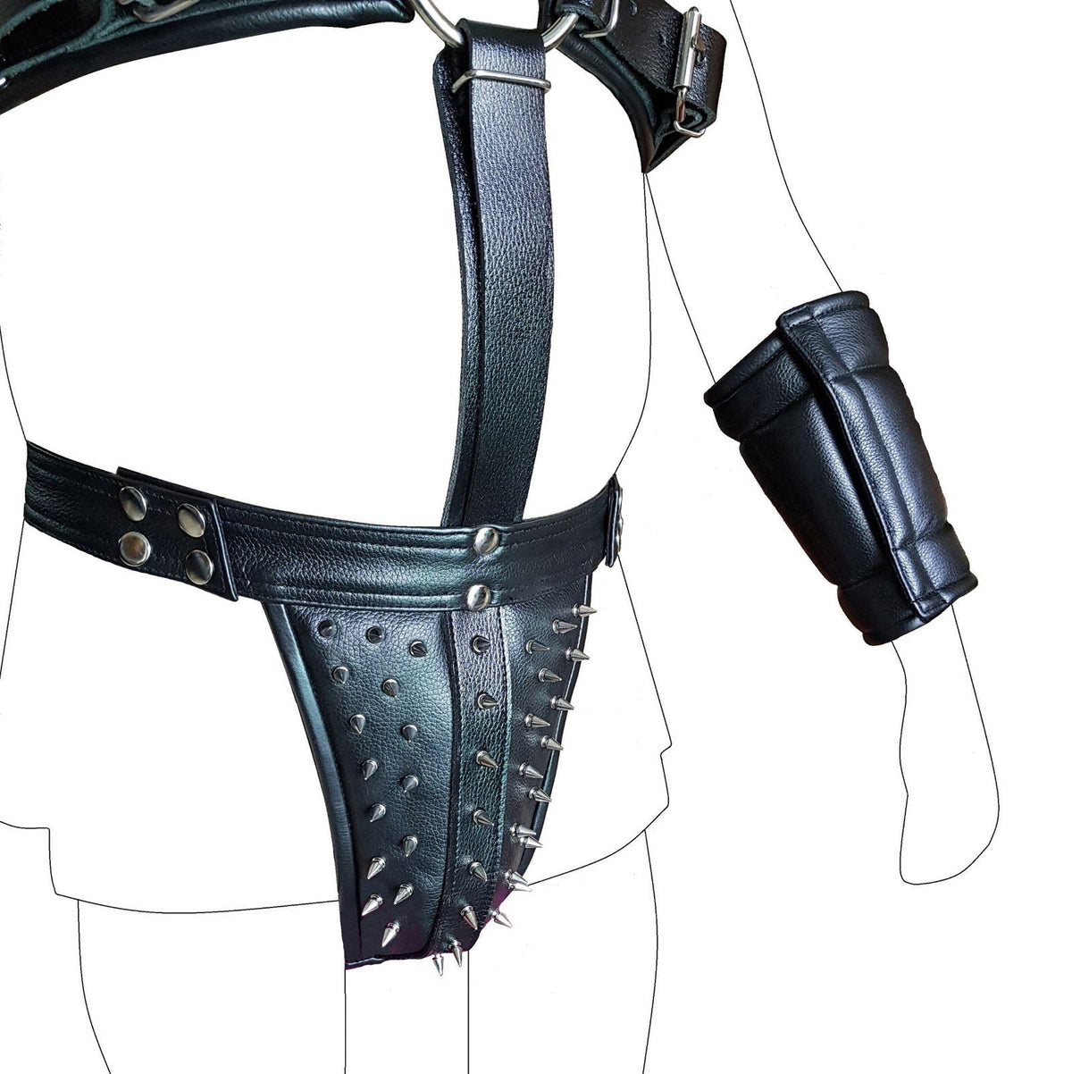 Men's Leather Roman Gladiator Set – Kilt, Harness & Gauntlets, view 3