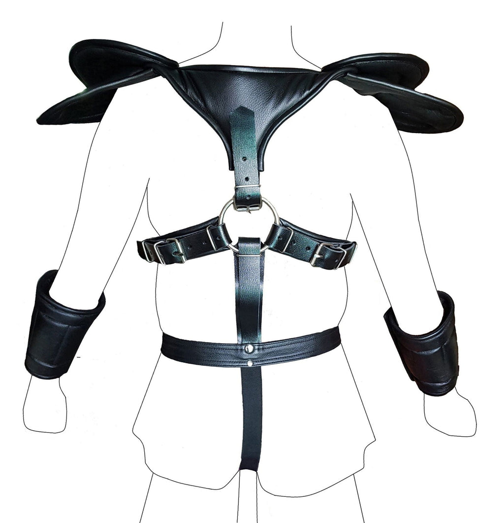 Men's Leather Roman Gladiator Set – Kilt, Harness & Gauntlets, view 4