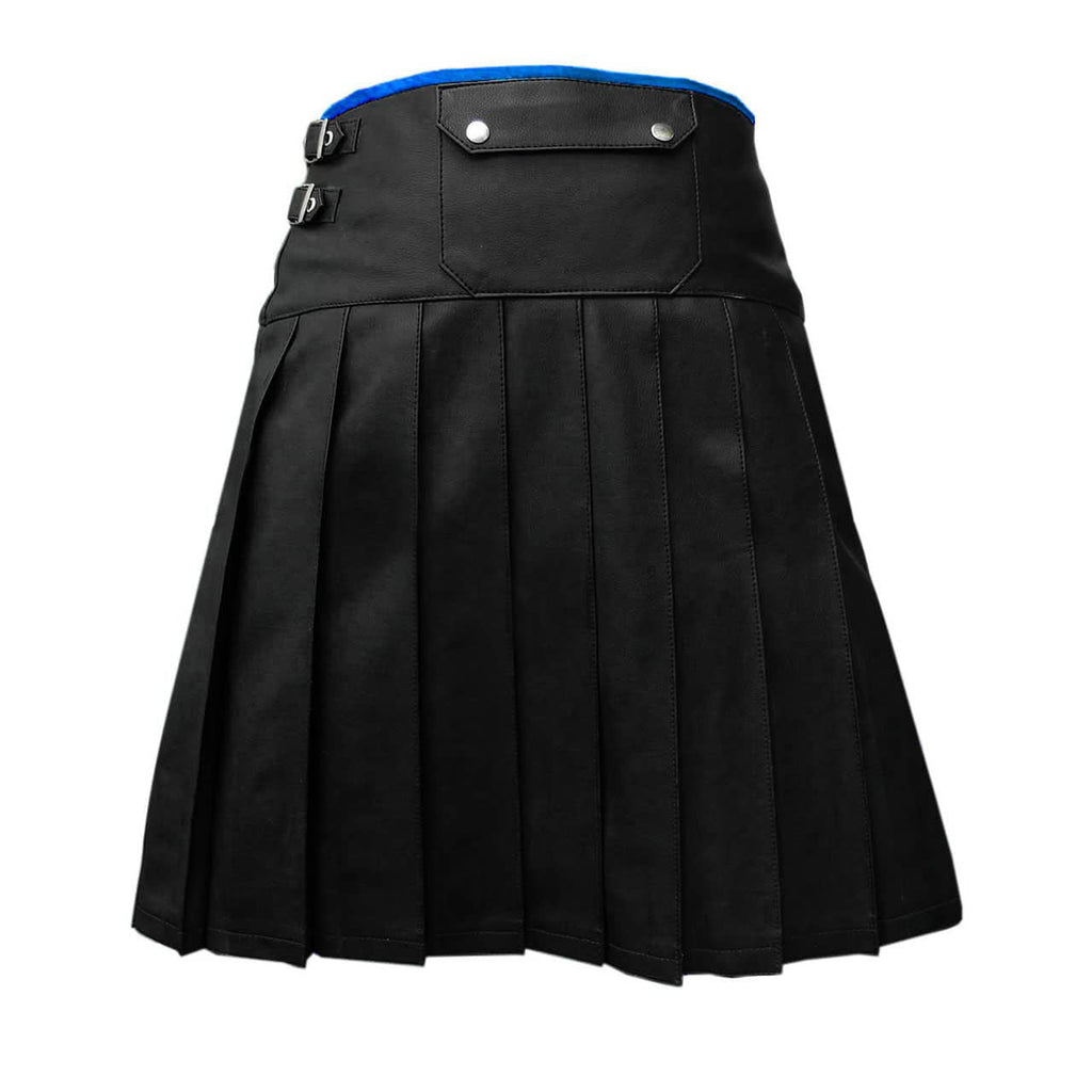 Men's Leather Wrap Kilt with Contrast Piping – 8 Colours, view 14