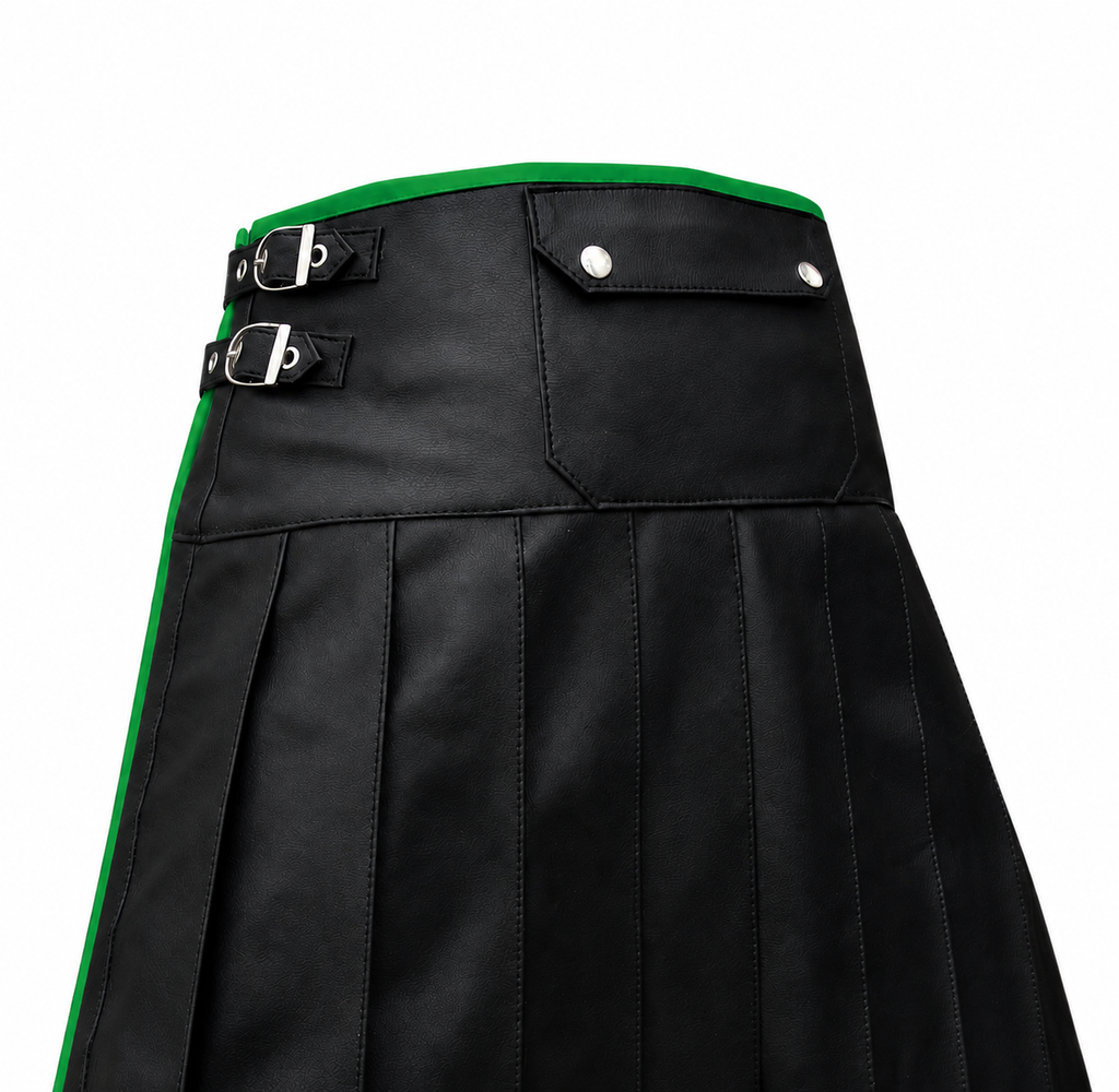 Men's Leather Wrap Kilt with Contrast Piping – 8 Colours, view 19