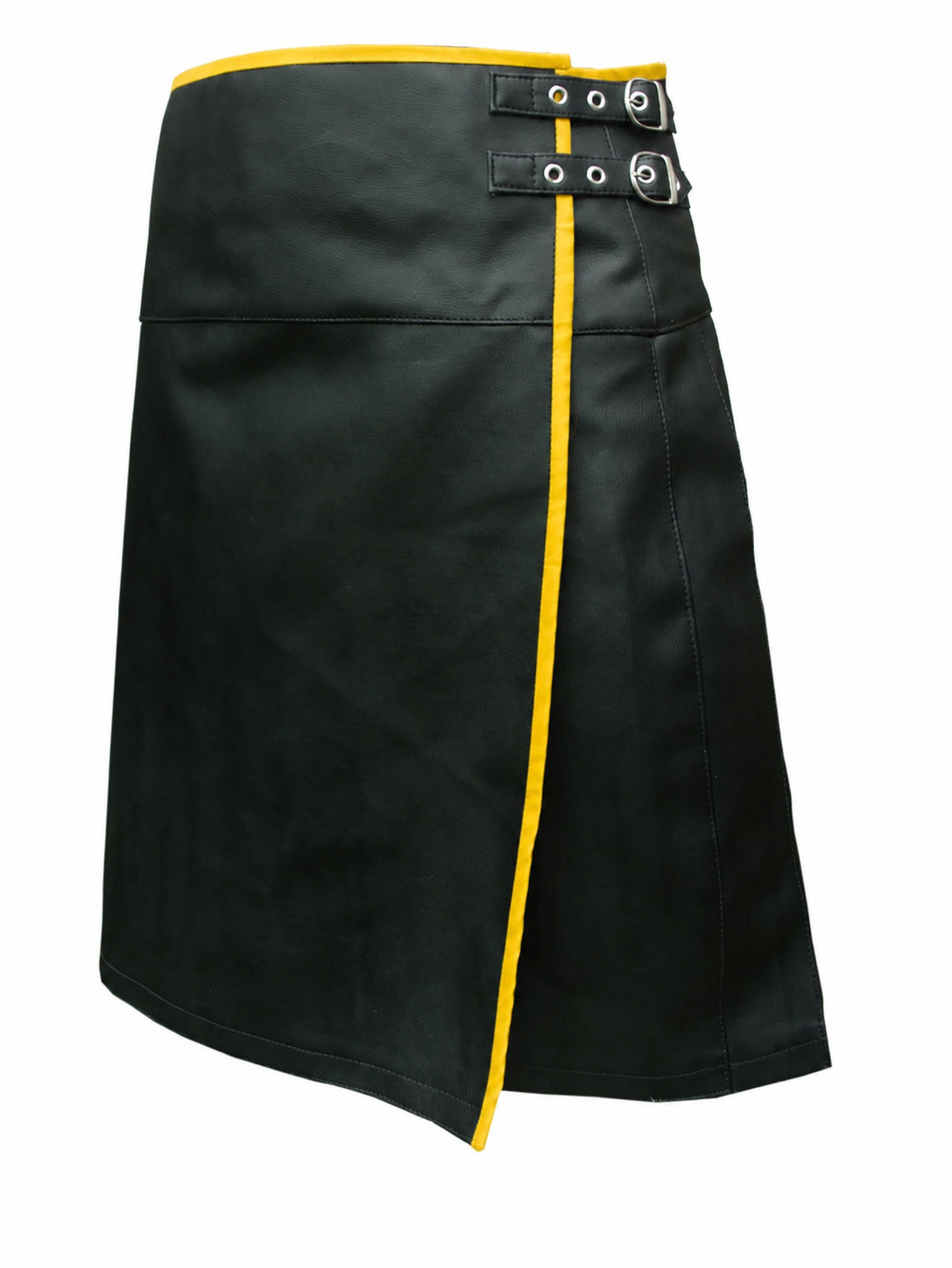 Men's Leather Wrap Kilt with Contrast Piping – 8 Colours, view 2