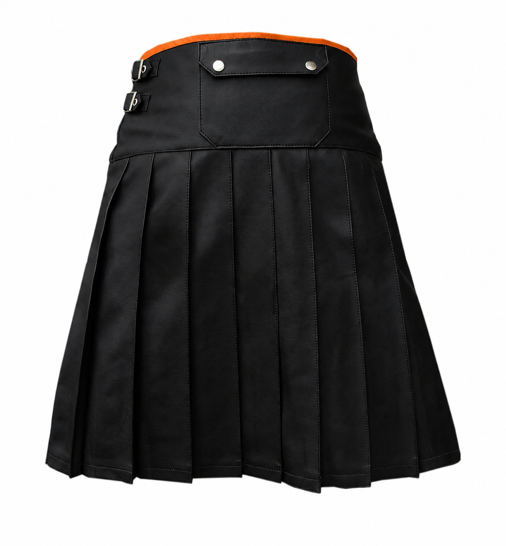 Men's Leather Wrap Kilt with Contrast Piping – 8 Colours, view 23