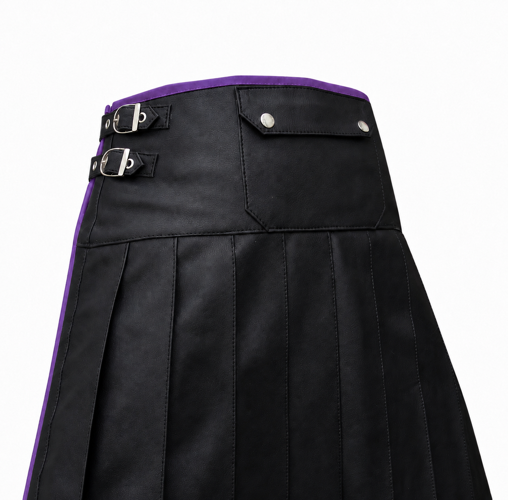 Men's Leather Wrap Kilt with Contrast Piping – 8 Colours, view 27
