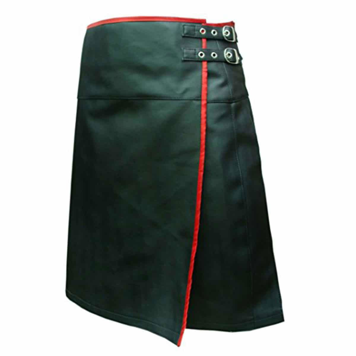 Men's Leather Wrap Kilt with Contrast Piping – 8 Colours, view 3