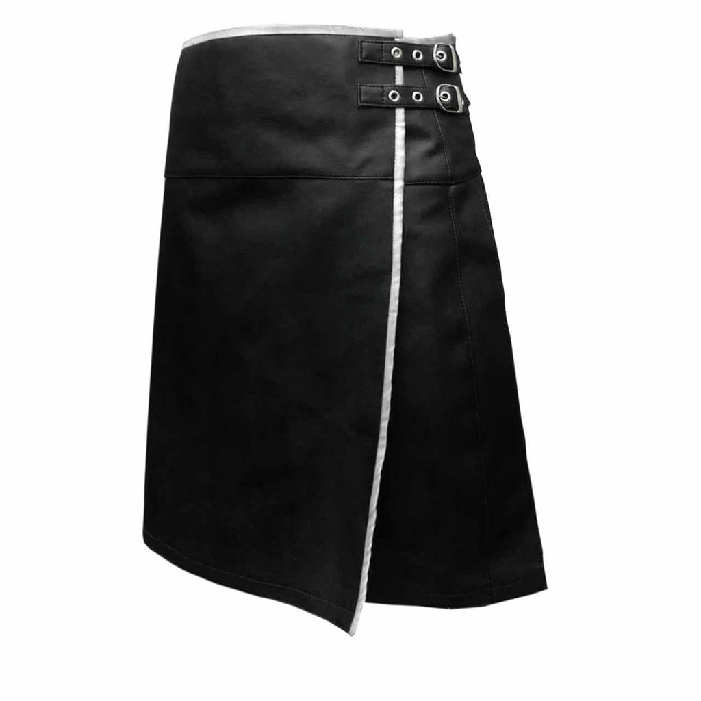 Men's Leather Wrap Kilt with Contrast Piping – 8 Colours, view 5