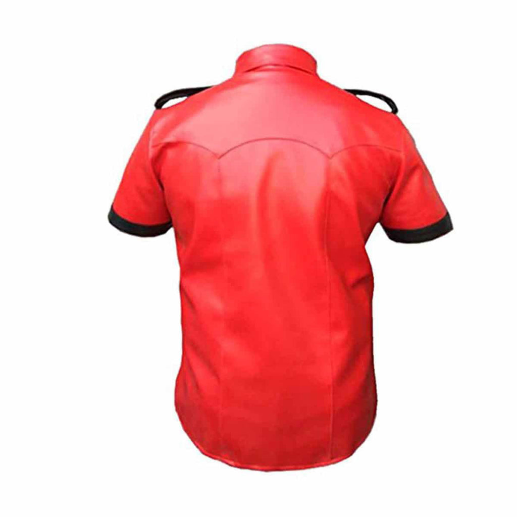 Men's Red & Black Cowhide Uniform Shirt – Epaulettes, view 4