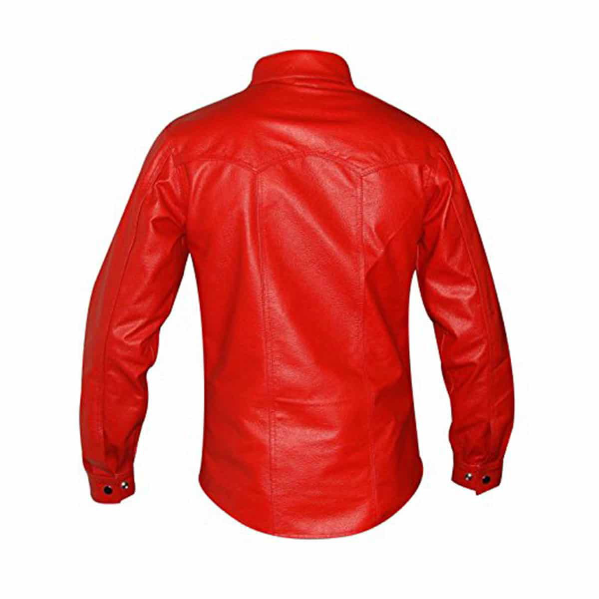 Men's Red Leather Uniform Shirt – Long Sleeve, view 3