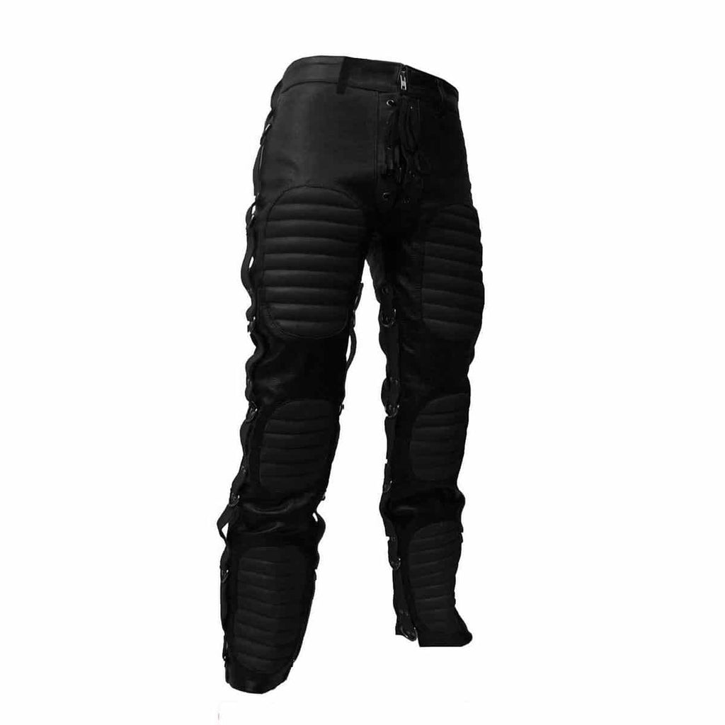 Men's Two-Tone Leather Lace-Fly Punk Trousers – D-Rings, view 13
