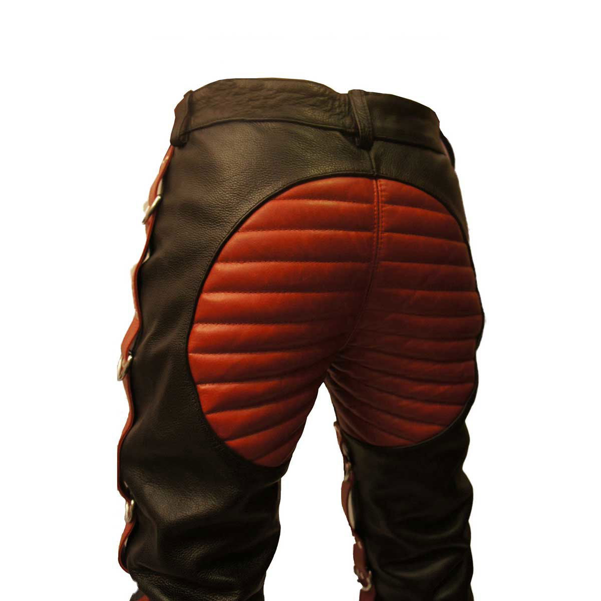Men's Two-Tone Leather Lace-Fly Punk Trousers – D-Rings, view 15