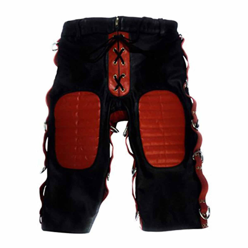 Men's Two-Tone Leather Lace-Up Shorts – 5 Colourways, view 2