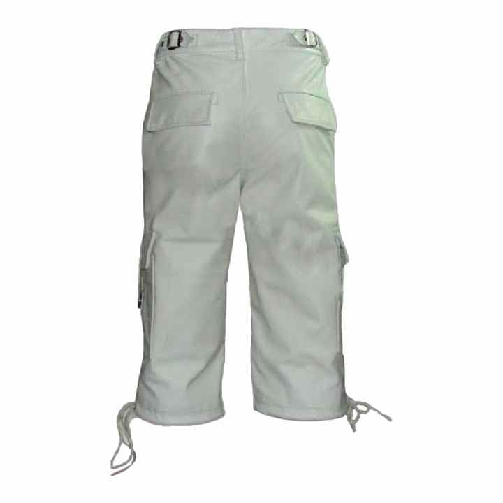 Men's White Leather Cargo Shorts – Six Pockets, view 3