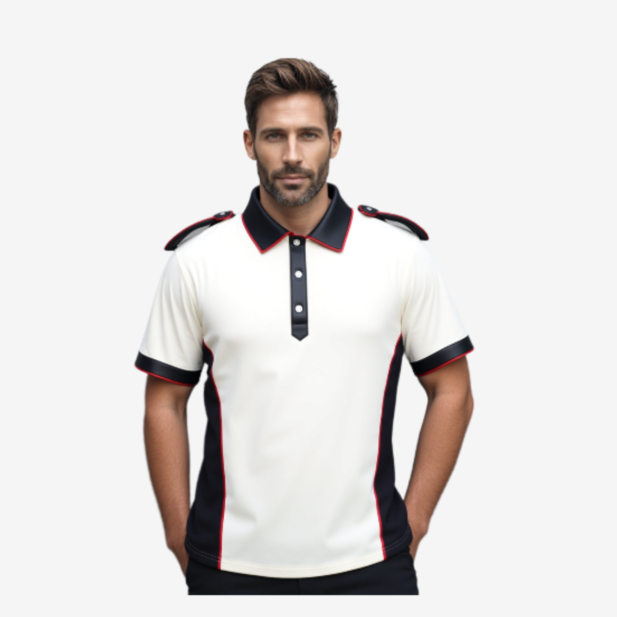 Men's White Leather Polo Shirt
