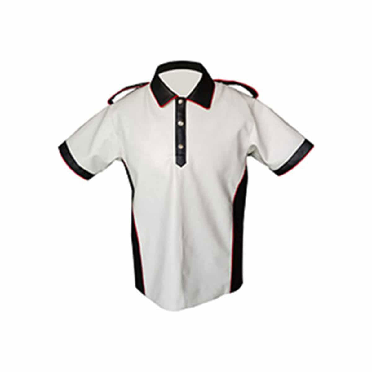 Men's White Leather Polo Shirt, view 3