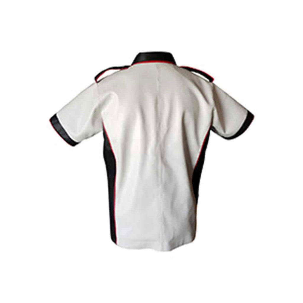 Men's White Leather Polo Shirt, view 4