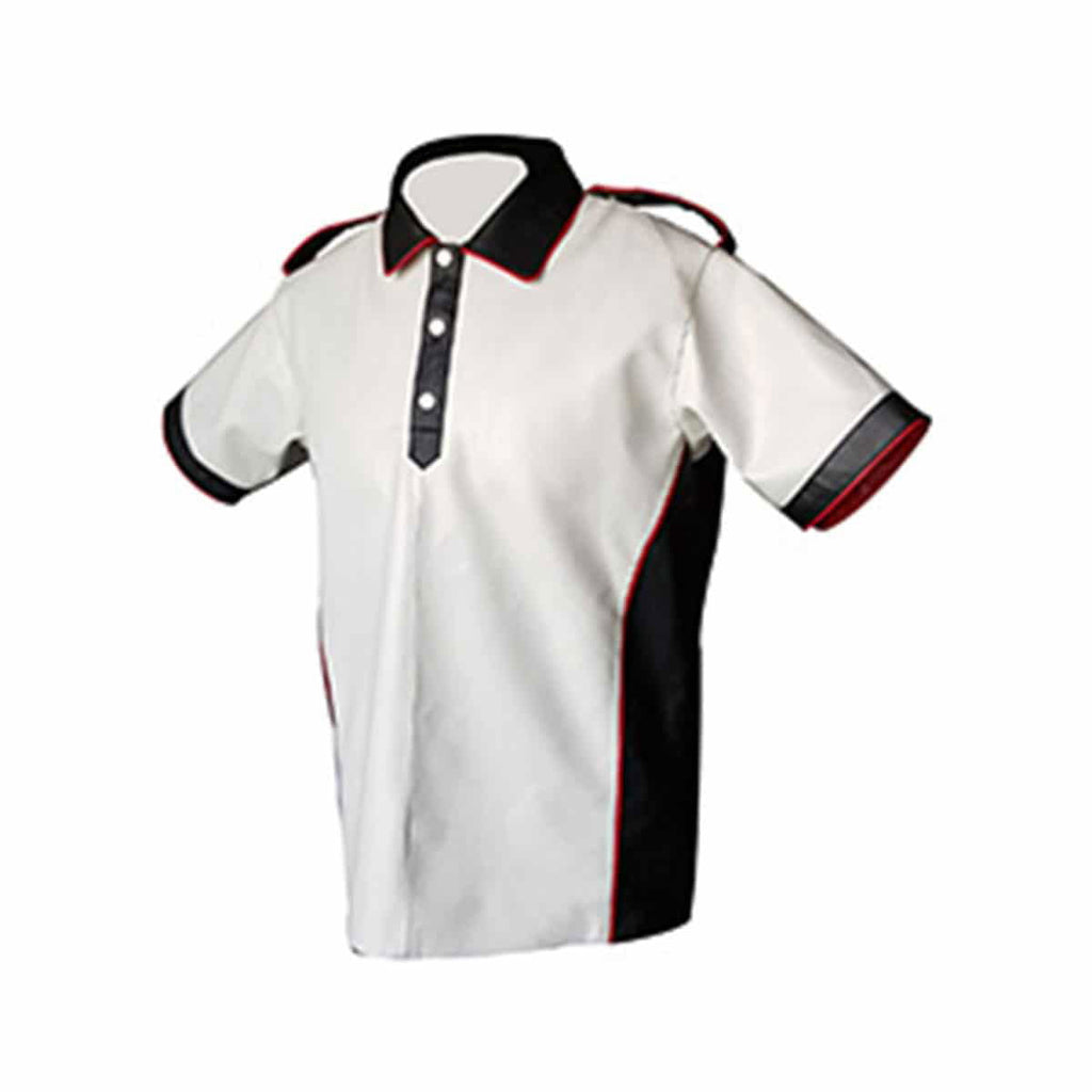 Men's White Leather Polo Shirt, view 6