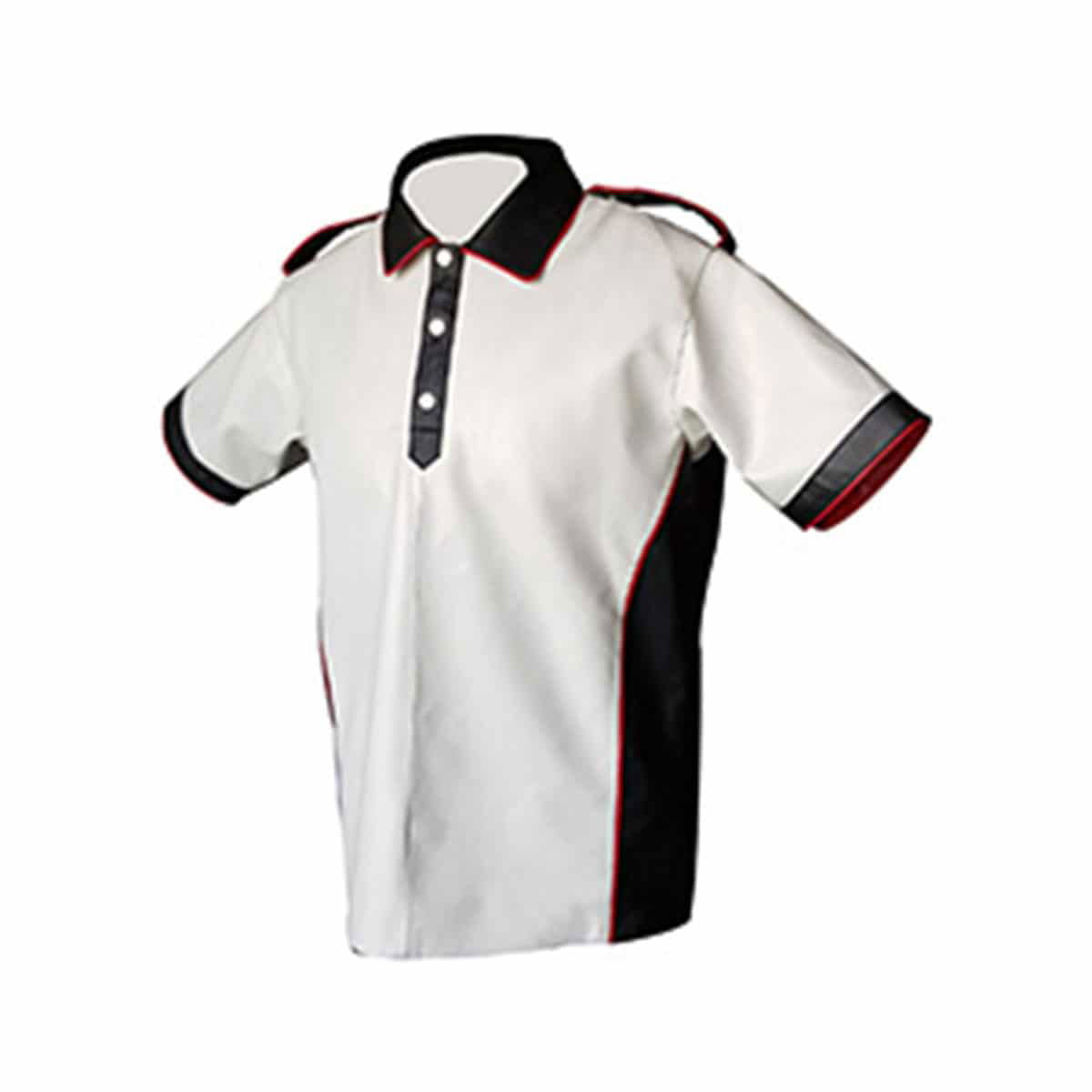 Men's White Leather Polo Shirt, view 6