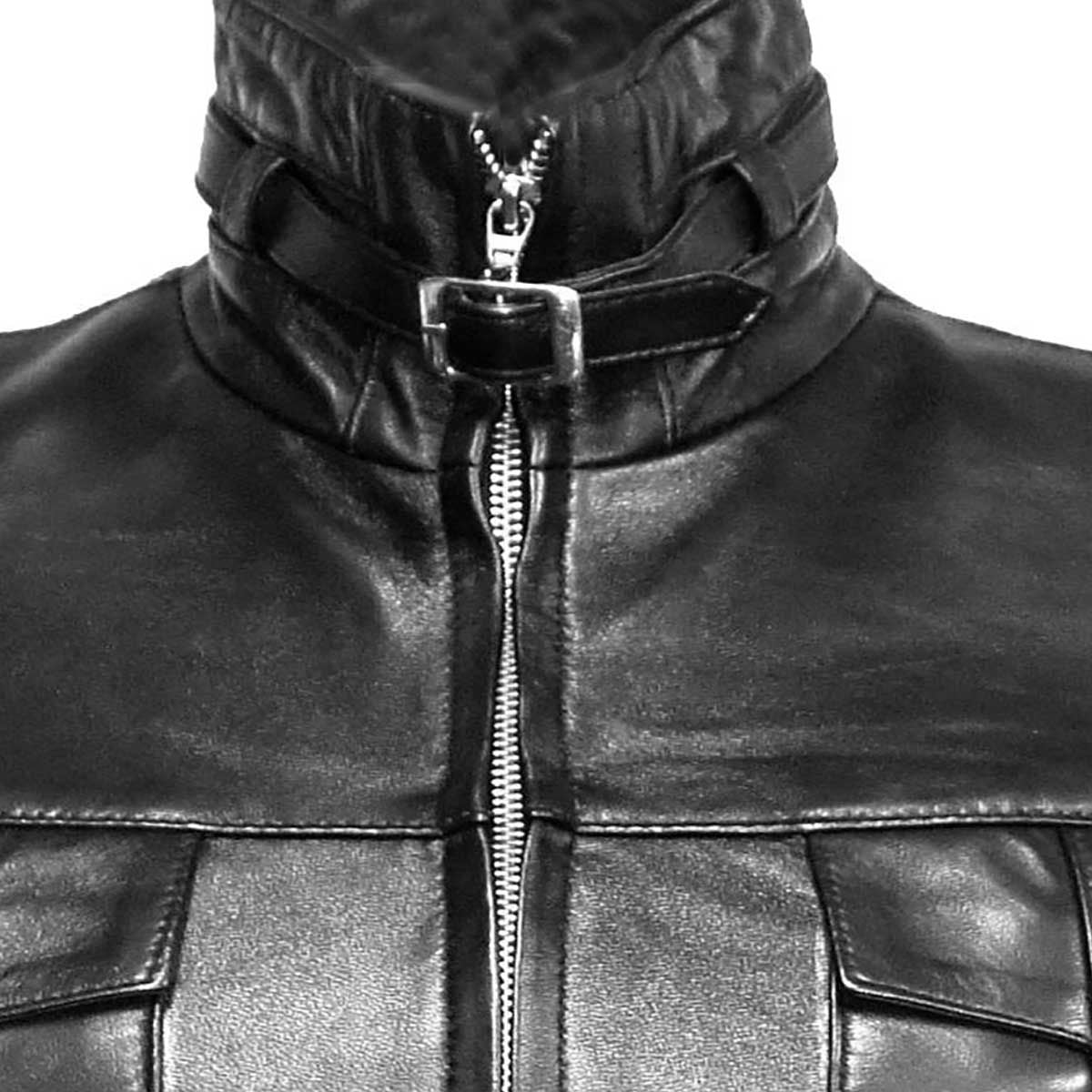 Women's Black Leather Belted Trench – Four Pockets, view 3