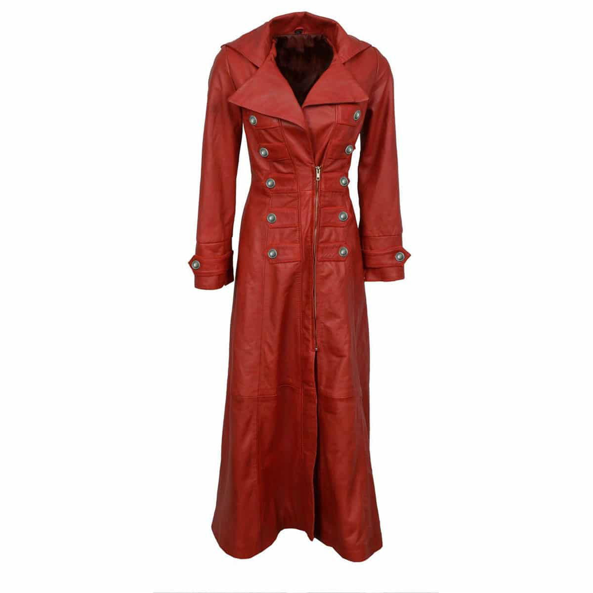 Women's Red Leather Zip Coat – Made to Your Measurements