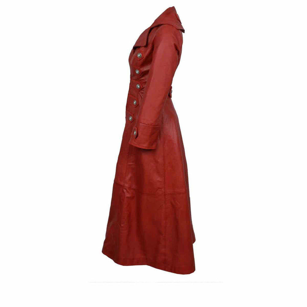 Women's Red Leather Zip Coat – Made to Your Measurements, view 3